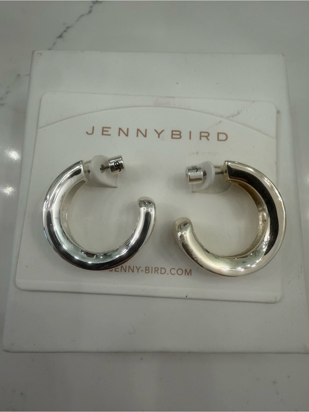 Jenny Bird Polished Silver Open Hoop Earrings